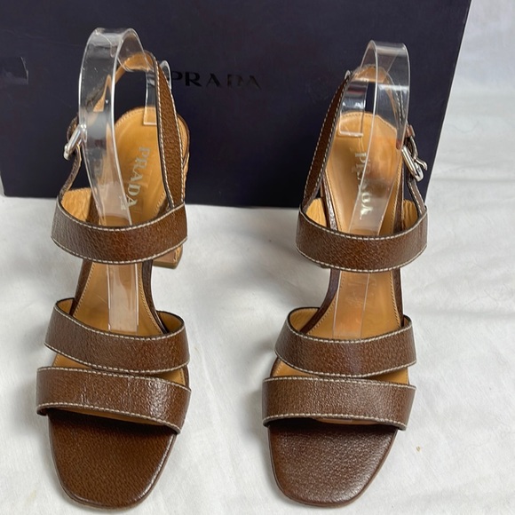 Prada Authentic Wicker Block Heel Ankle Strap Sandals - Picture 9 of 15
